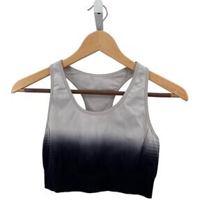 Zyia Black/Gray Sports Bra Tie-Dye Womens M Sleevless Non-Padded Keyhole Active